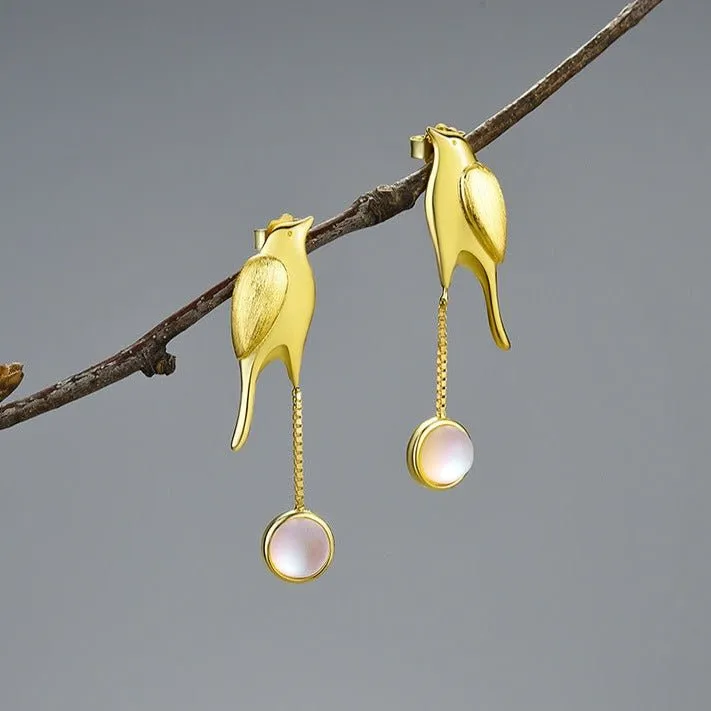 Bird Tassel Dangle Earrings