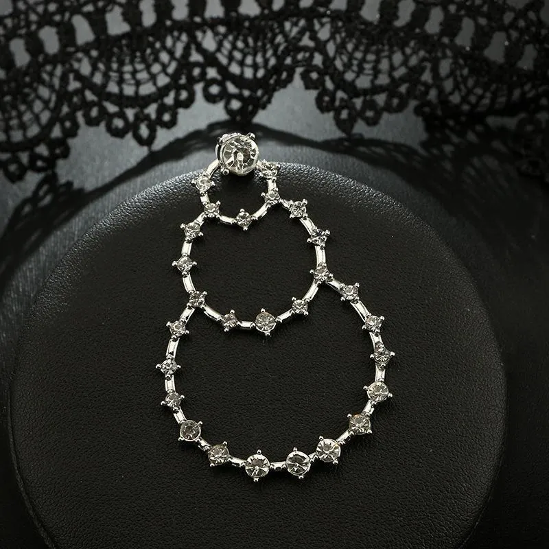 Bohemian Crystal Large Circle Drop Pendant Earrings