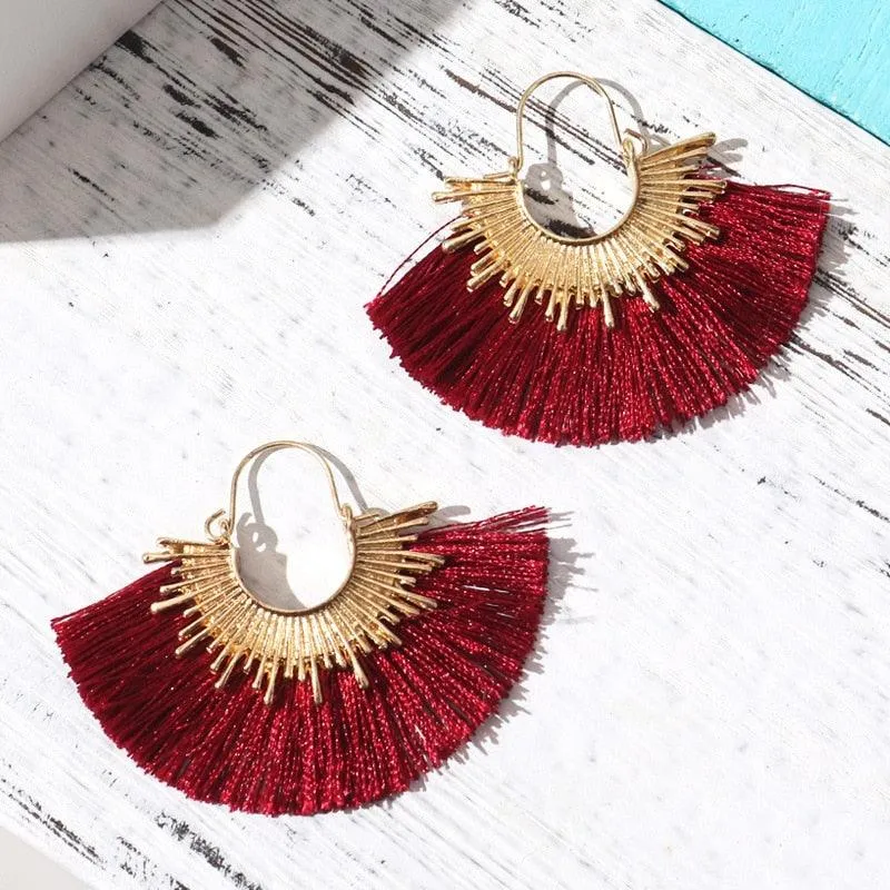 Boho Irregular Round Tassel Earrings