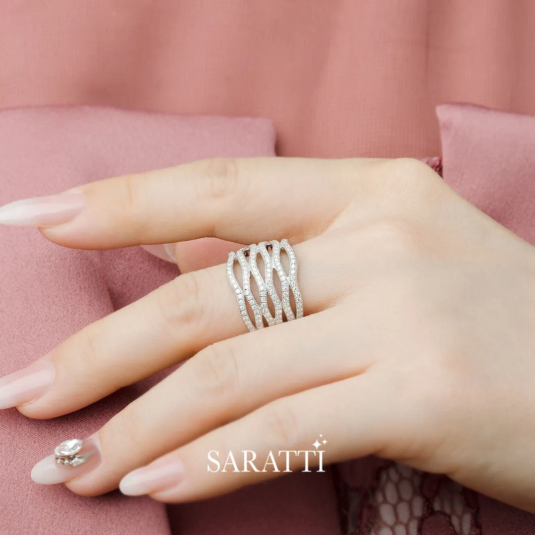 Cascading Waves Diamond Ring