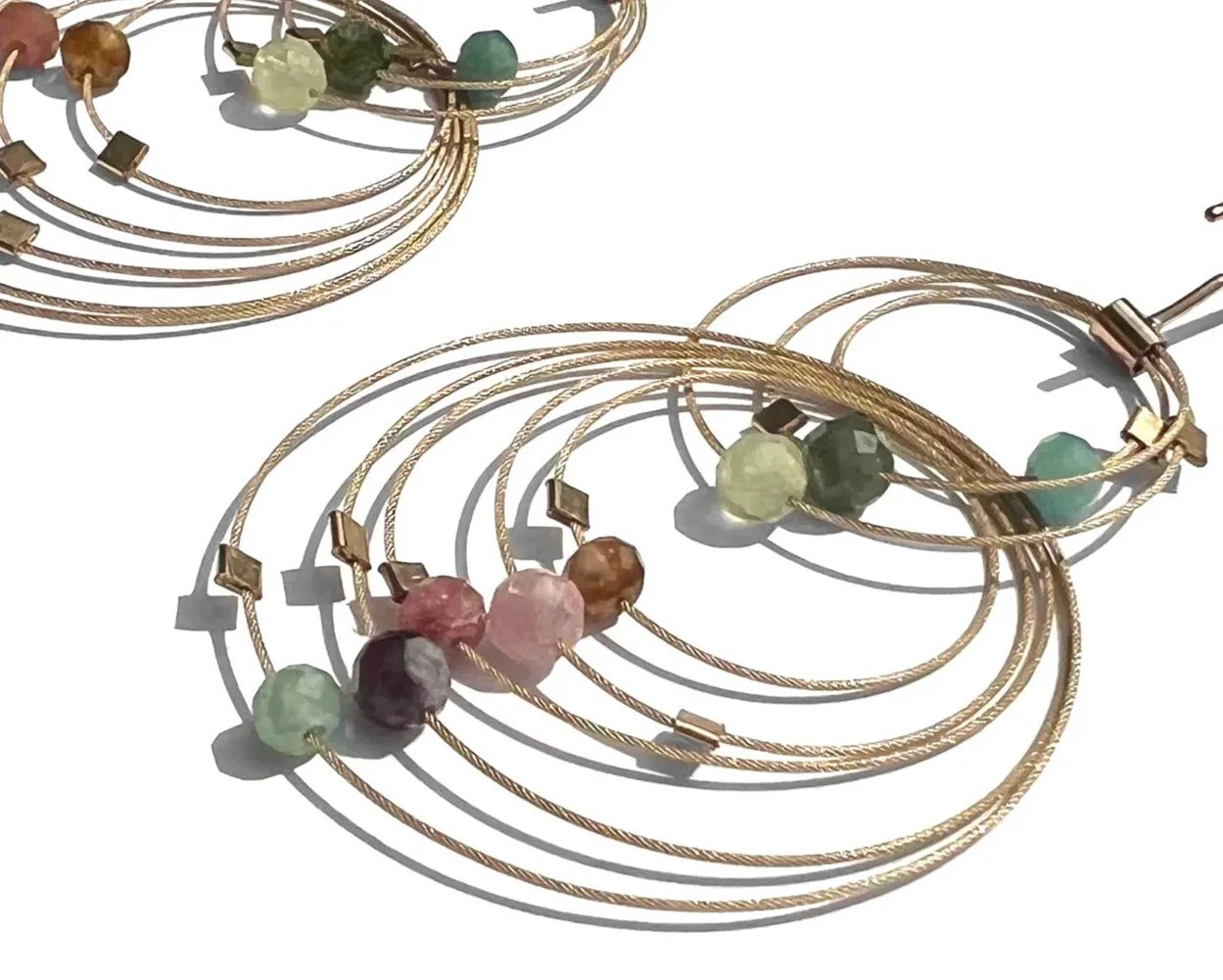 Double Double Hook Earrings with Stones