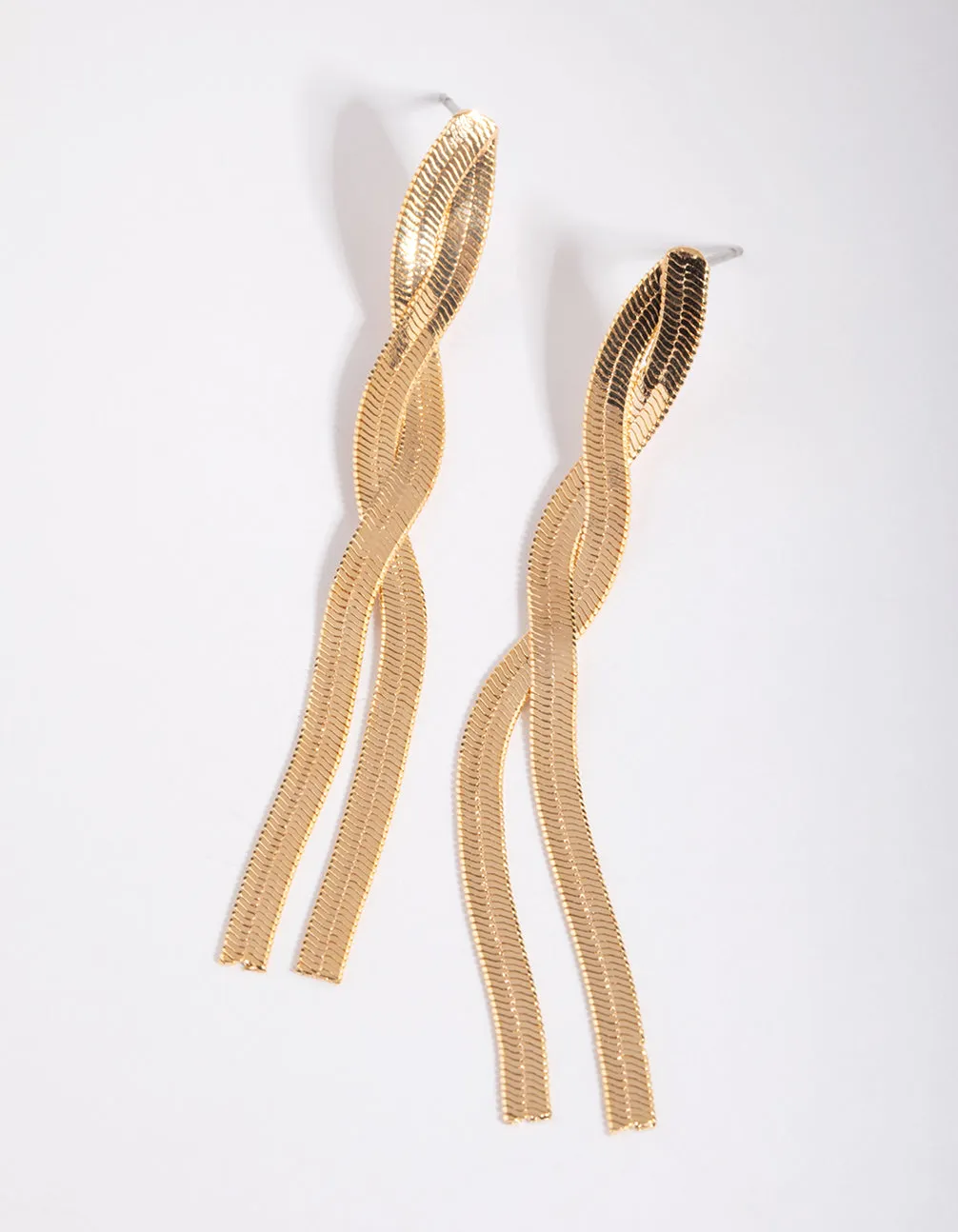 Gold Plated Snake Chain Drop Earrings