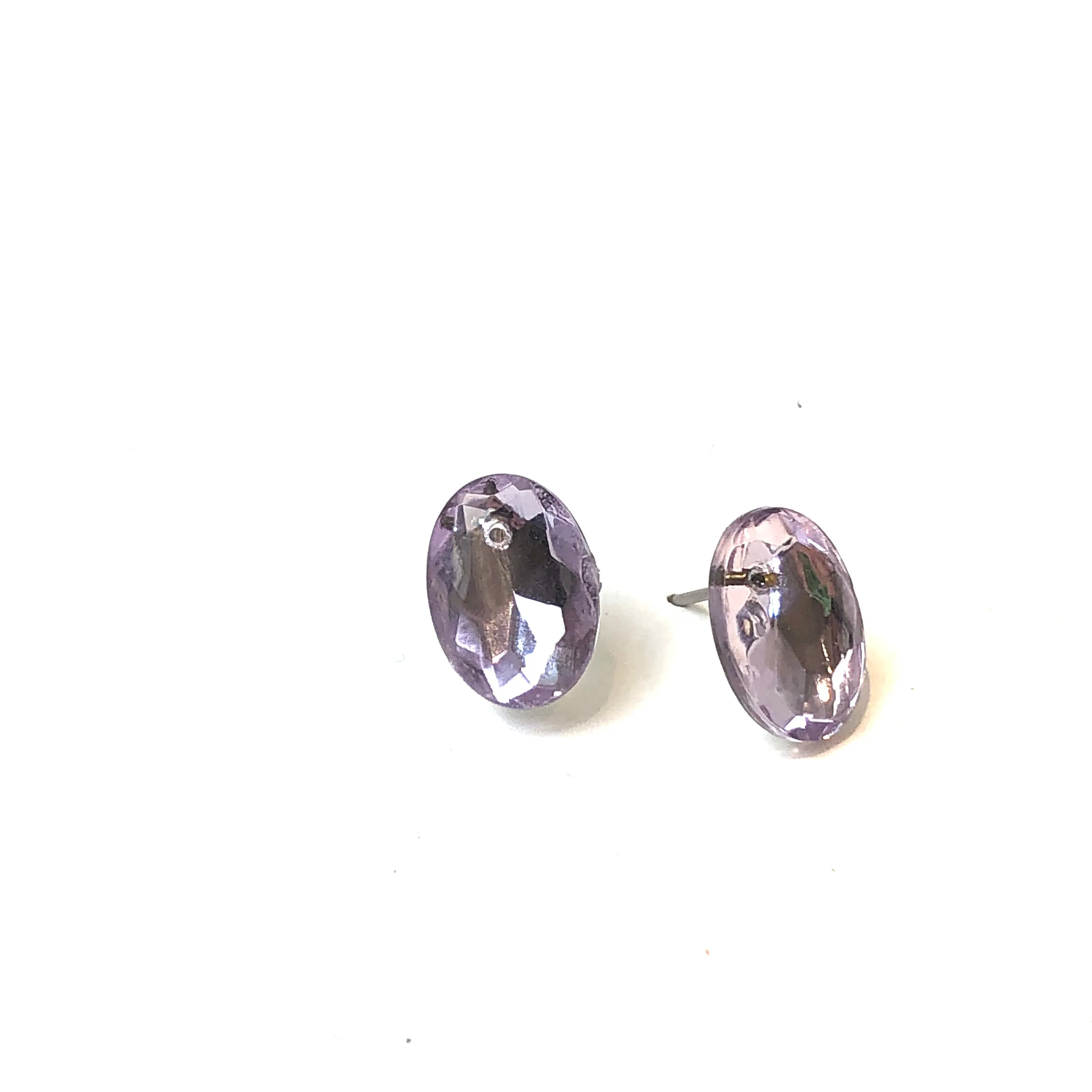 Lilac Small Oval Shine-On Stud Earrings
