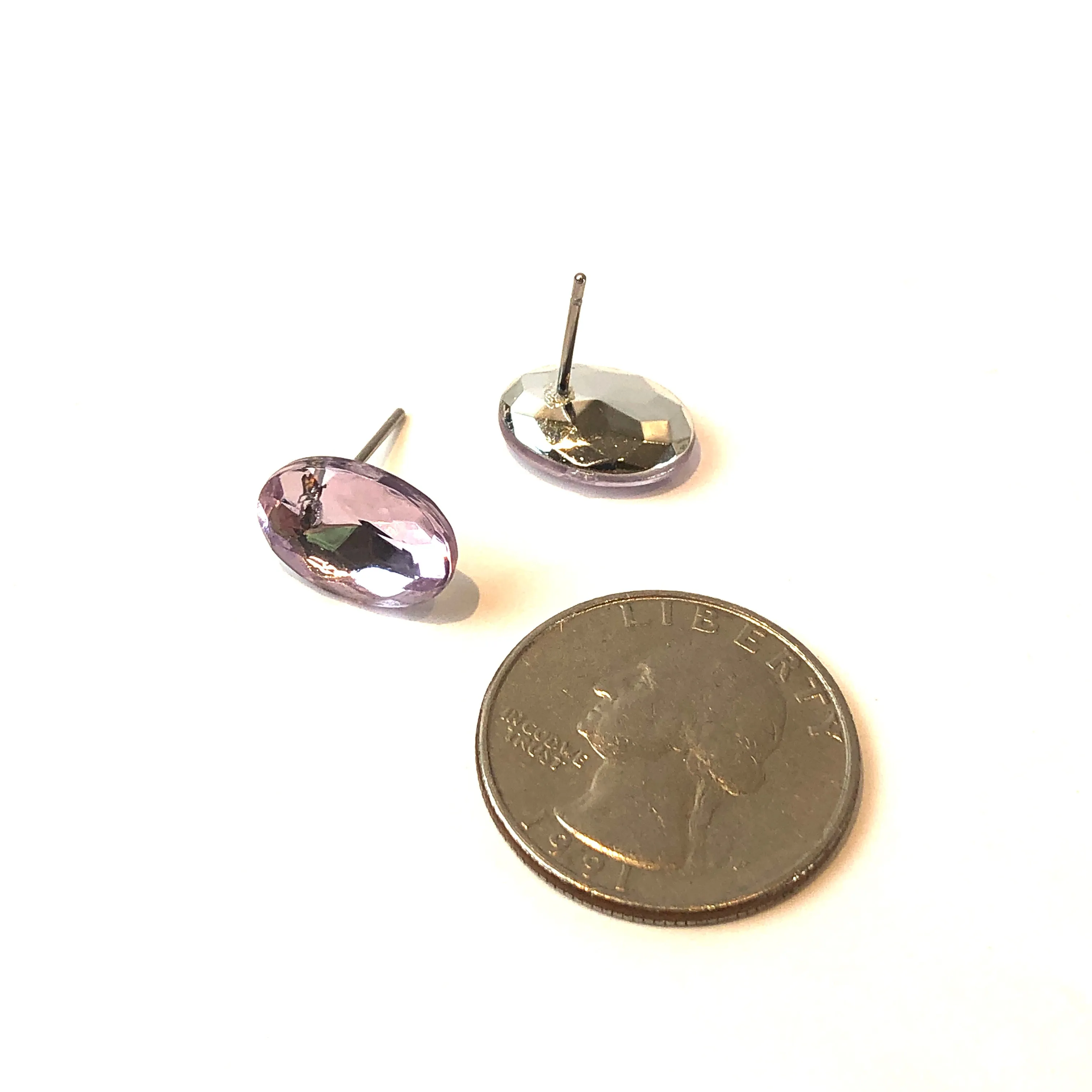 Lilac Small Oval Shine-On Stud Earrings
