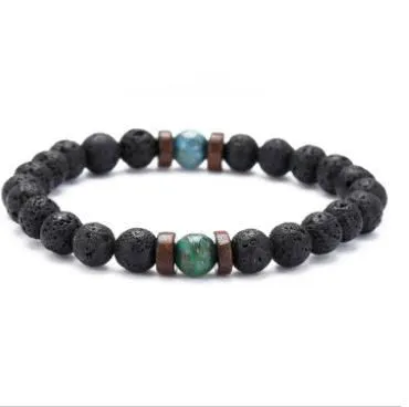 Personality Men's Black Volcanic Stone Bracelet