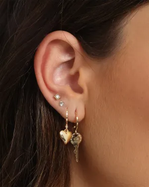 Raising Hell Women's Key To My Heart Earrings Gold