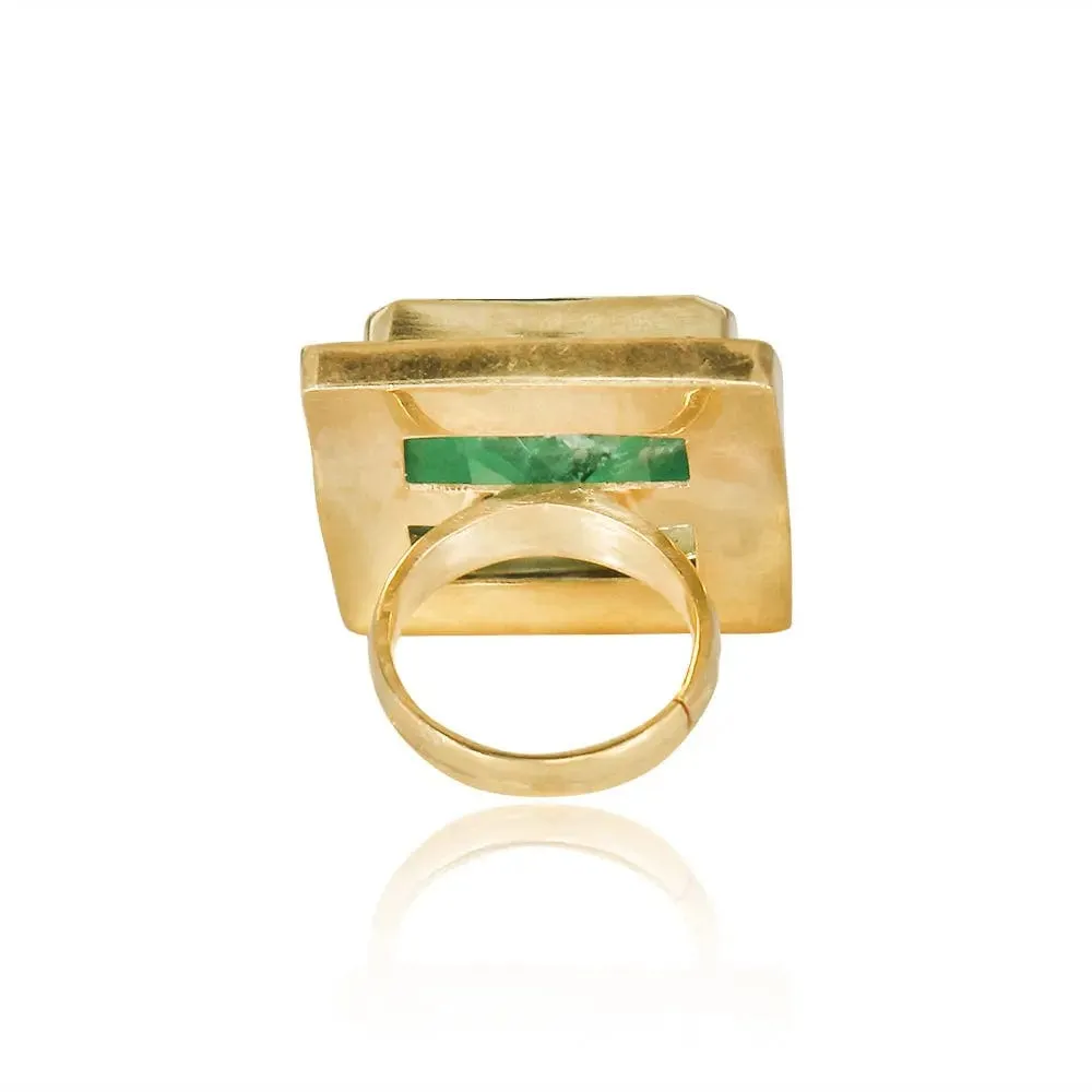 Silver Majestic Green Ring